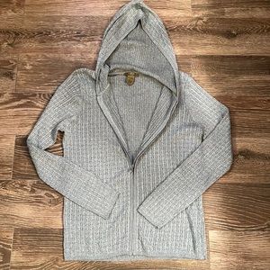 Peck & Peck silver sparkle holiday hoodie sweater EUC!  Size L